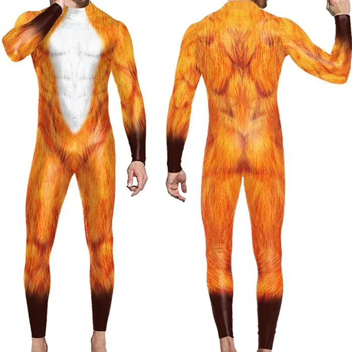 Sexy Halloween Animal Jumpsuit Tiger Cosplay Costume Giraffe Fox Bodysuit Spandex Leopard Catsuit Party Dress Up Zentai Suit - view 4