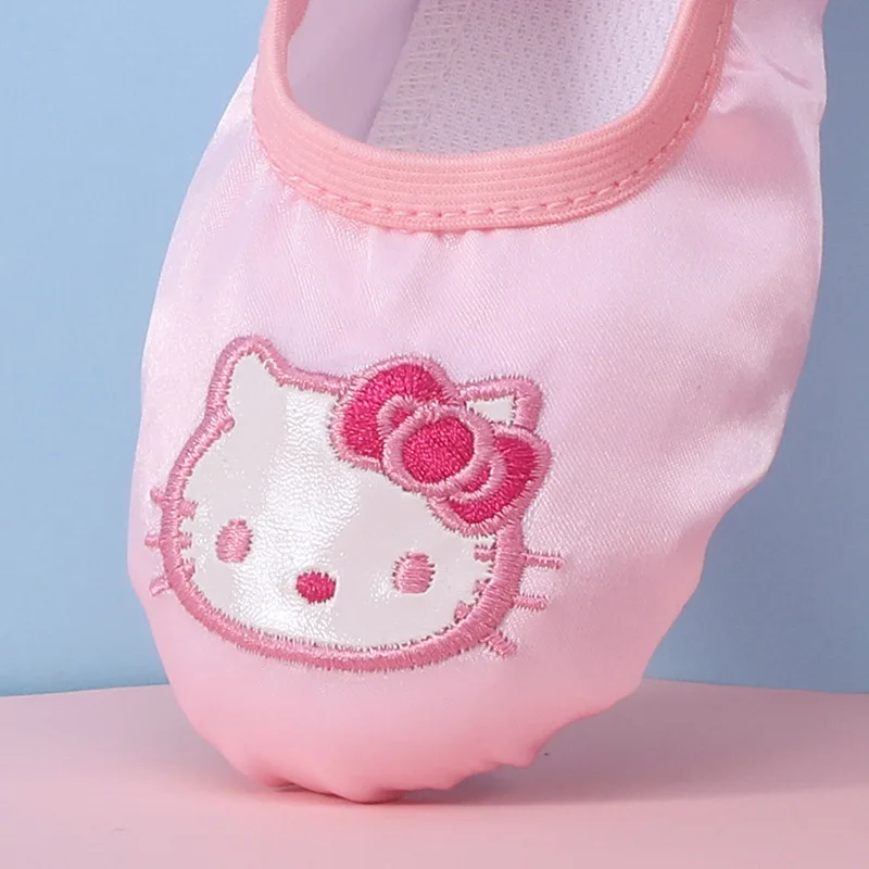 Kawaii Hello Kitty Ballet Shoes Sanrioed Kt Cat Adult Children Dance Shoes Flat Yoga Teacher Gymnastic Ballet Practice Shoes