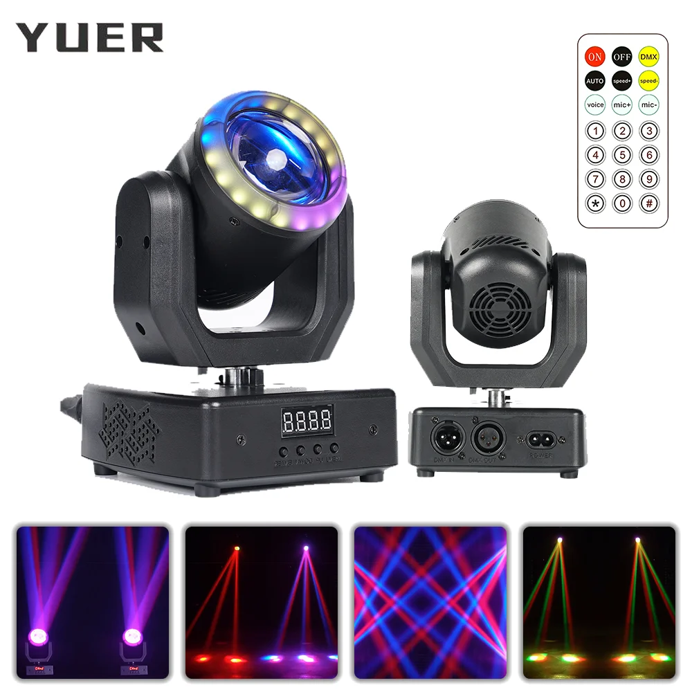 MINI LED 15W RGBW Beam Moving Head Light With SMD RGB Ring Effect DMX remote control for Dj Disco Home Party Wedding Stage light