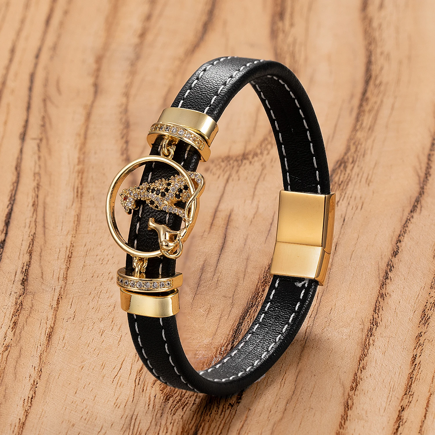 High Quality Braided Rope Woven Black Leather Men Bracelets Classic Style Stainless Steel Bangle for Friend Charm Jewelry Gifts