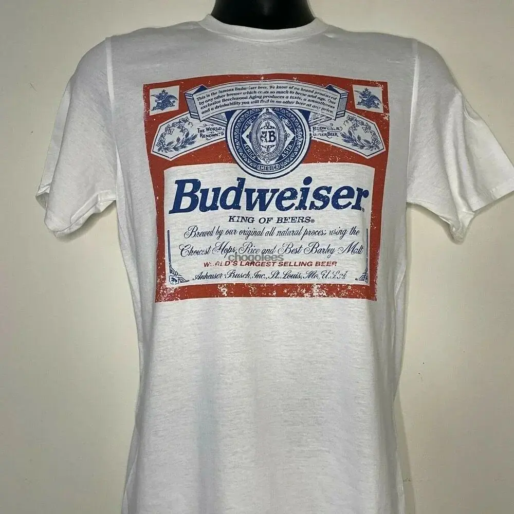 Goth Y2k Tees Vintage Crop 1999 Budweiser T Shirt Rock Punk T Shirts Casual Loose Streetwear Print O Neck Tops Unisex
