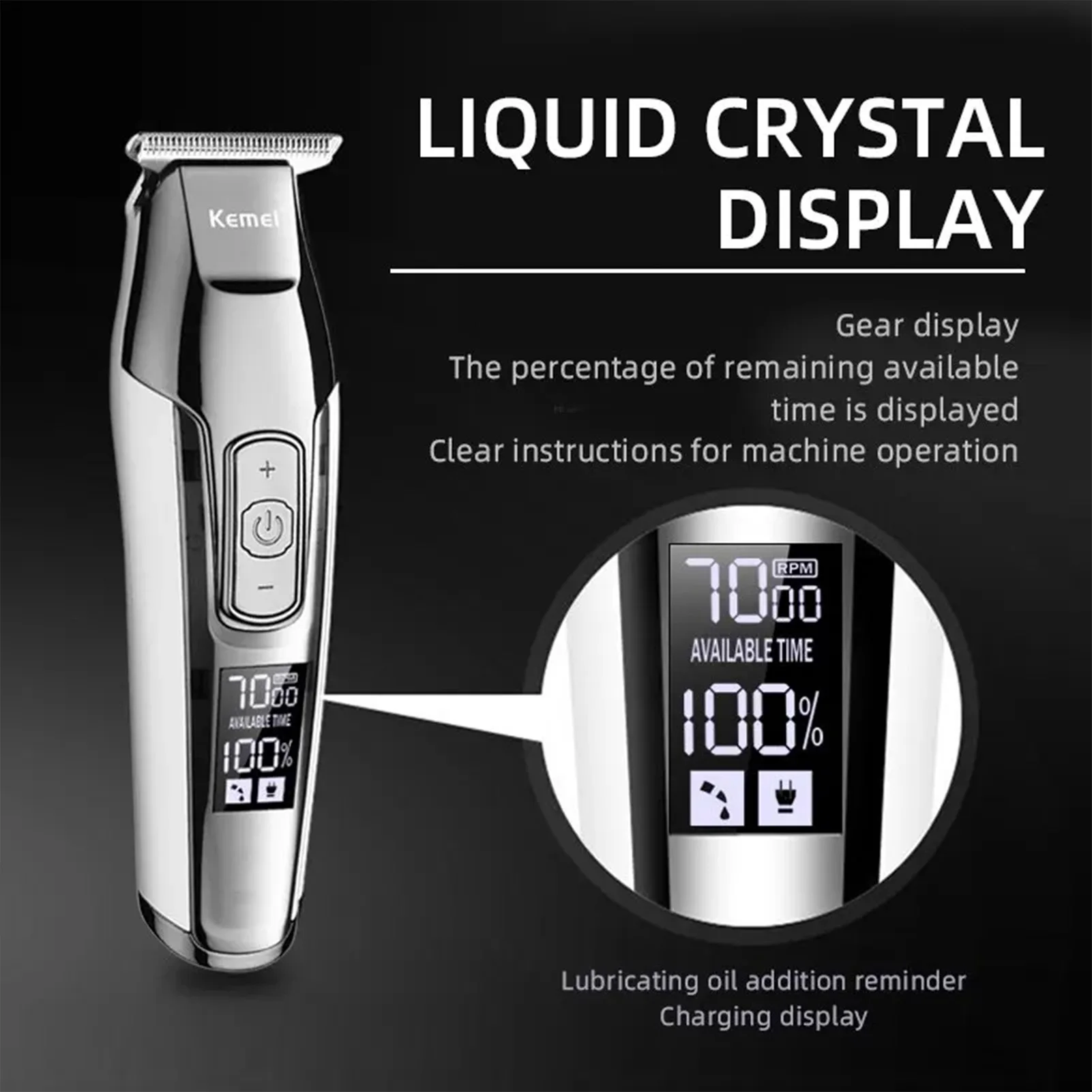 Hairdressing Trimmer Electric Clipper Hair Trimmer with LCD Power Display for Haircut Beard Shaver Barbershop