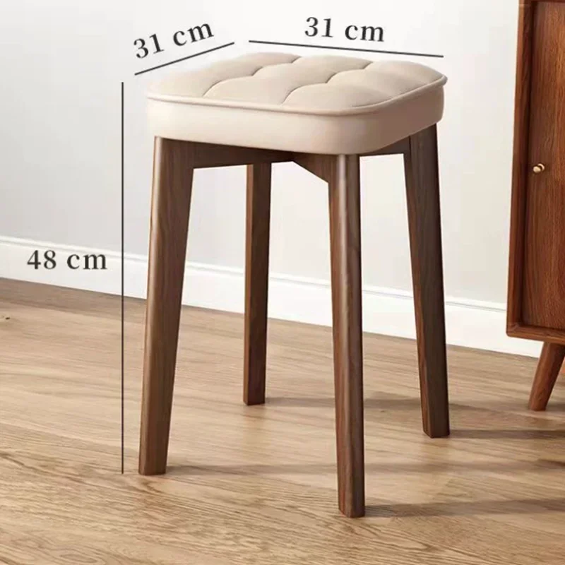 Solid wood soft seat stool modern simple household dining table chair living room small bench can be stacked simple coffee table