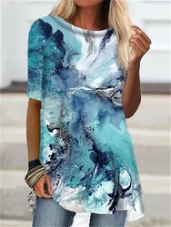 Summer Abstract T-Shirts 3D Print Streetwear Women's Elegant Fashion Oversized Long T Shirt Female Tees Tops Girl Woman Clothing