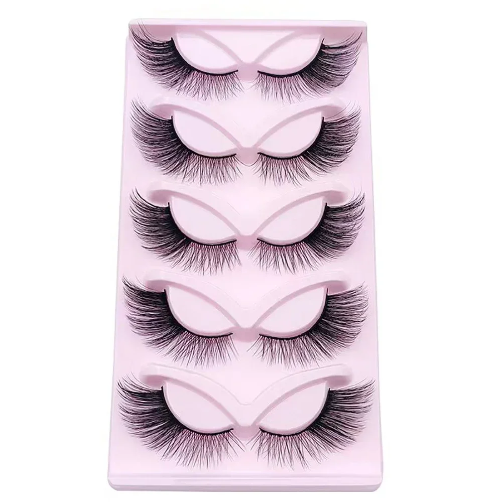 5 Pairs Fluffy False Eyealshes, Fox Cat Eye Lashes Winged False Eyelashes With Eyeliner Effect Natural Look, 3D Lashes