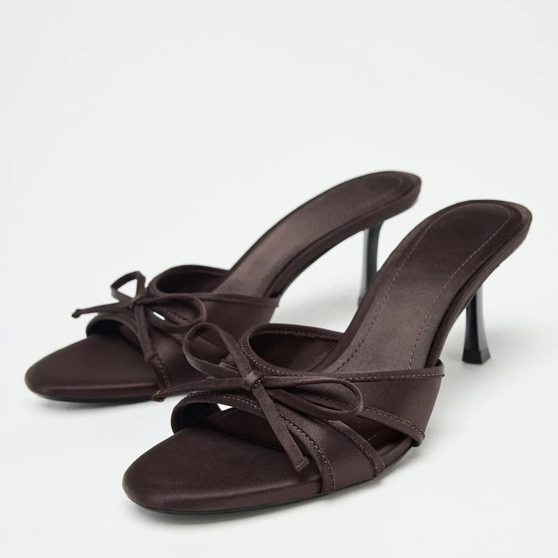 

Sexy Summer High Heels Women Slippers Fashion Butterfly-knot Open Toe Slide Ladies Stripper Party Dress heeled sandals Sandalias