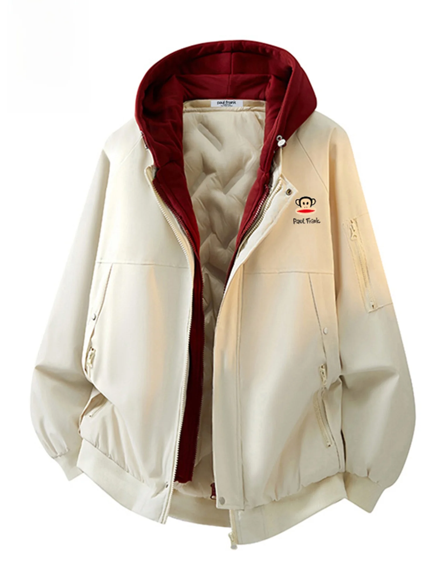 

Зимняя куртка Paul Frank: утепленная, повседневная, с капюшоном, для мужчин, молодежная, модная, из полиэстера, на молнии, с длинными рукавами