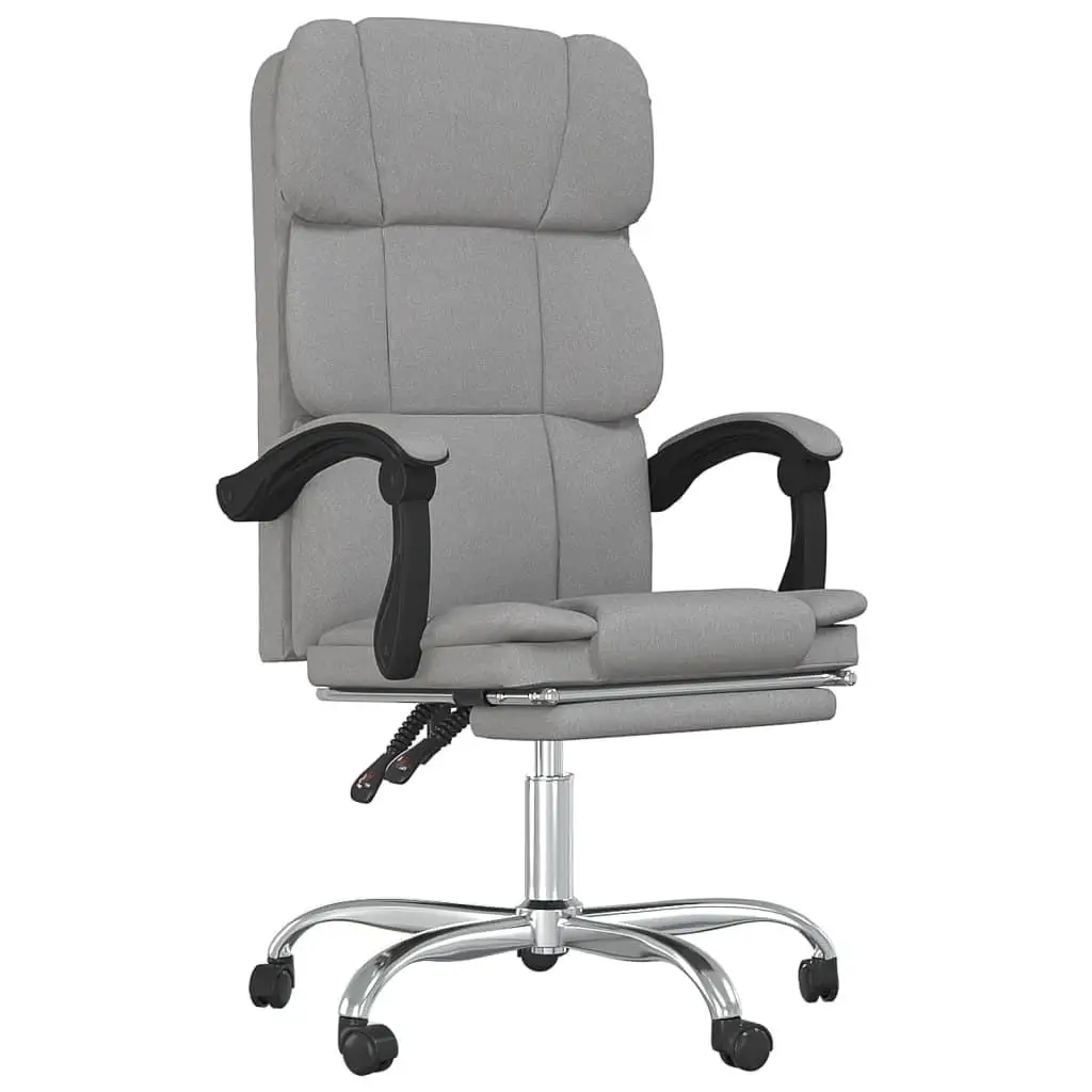 Light Gray Fabric Reclining Office Chair - Ergonomic Comfort & Adjustable Design