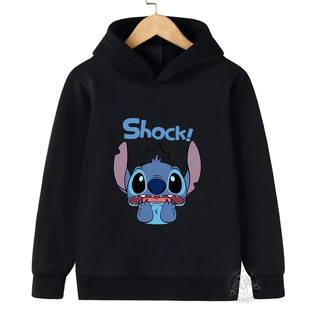 Funny 90s Christmas Disney Lilo and Stitch Children Hooded Hoodie Cartoon Baby Clothes Kid Girl Boy Sweatshirt Casual Pullover