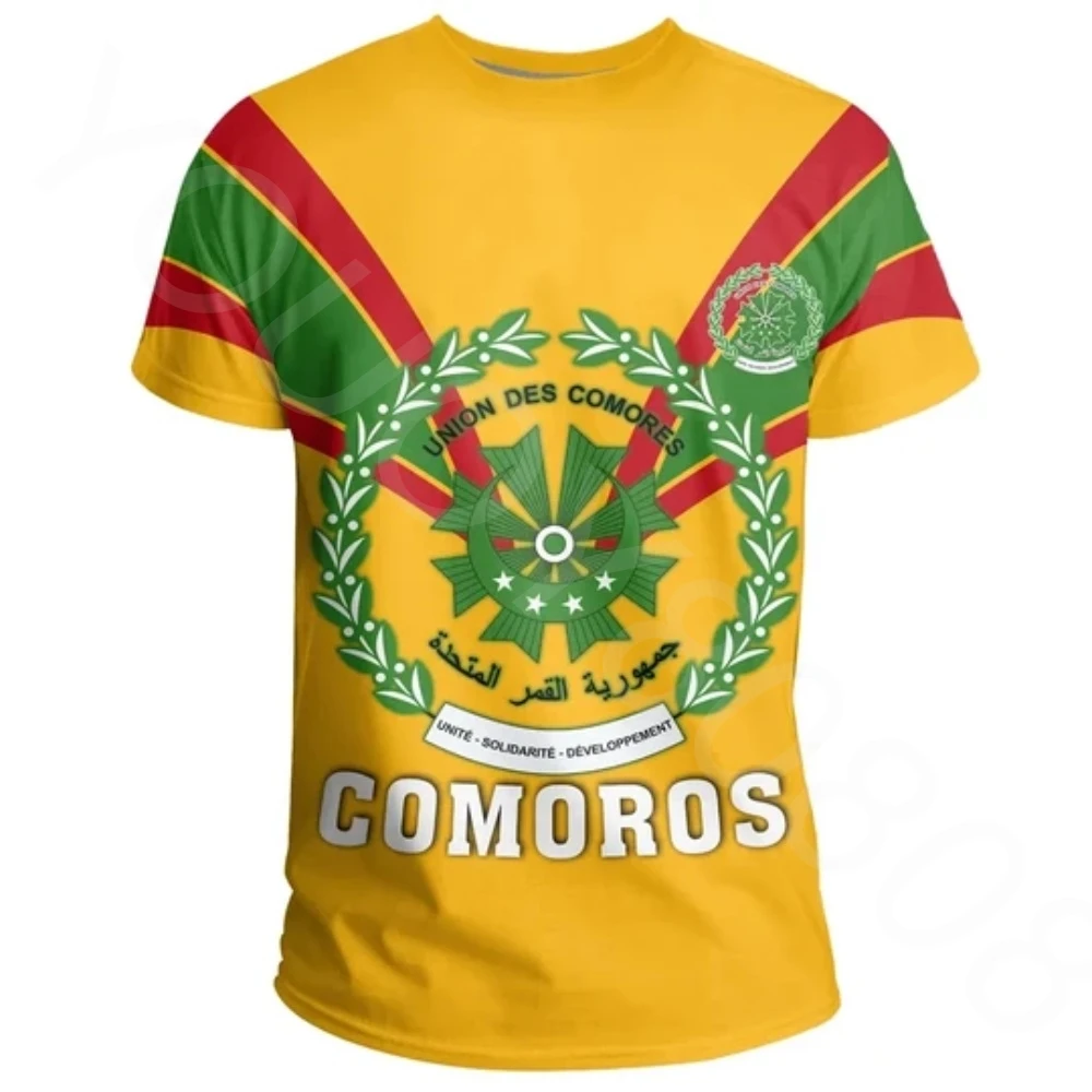 Comoros Country Flag 3D Printed High Quality T Shirt Summer Round Neck Short Sleeve Men Ladies Casual T Shirt Top