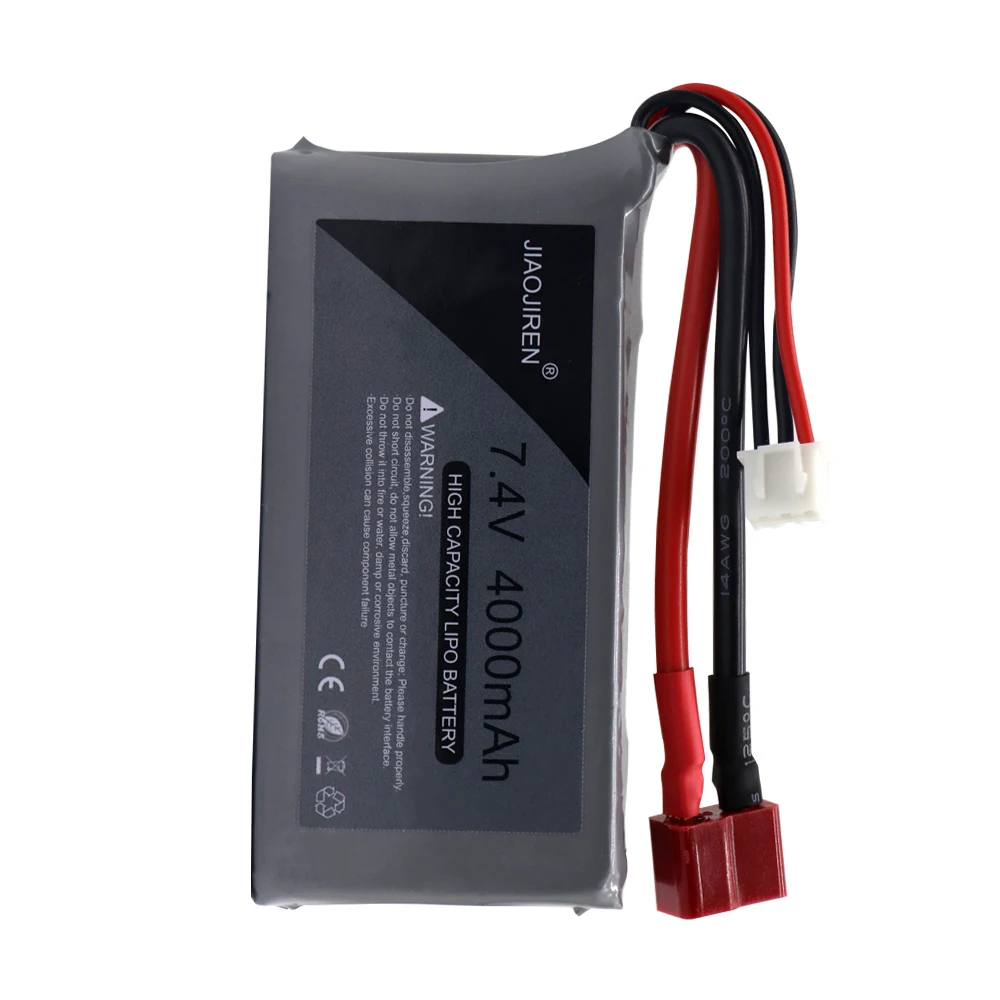 7.4V 4000mAh RC LiPo แบตเตอรี่และชุดชาร์จสําหรับ Wltoys 12428 12423 RC รถ feiyue 03 Q39 อะไหล่ 2 S 7.4V ความจุสูงรถแบตเตอรี่