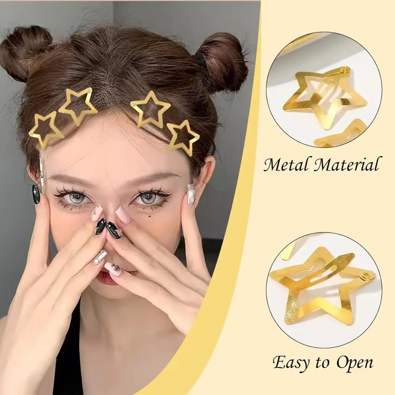 10/20/30/50pcs Silver Star Hair Clips for Girl Y2k Filigree Star Metal Snap Clip Hairpins Barrettes Hair Accessories