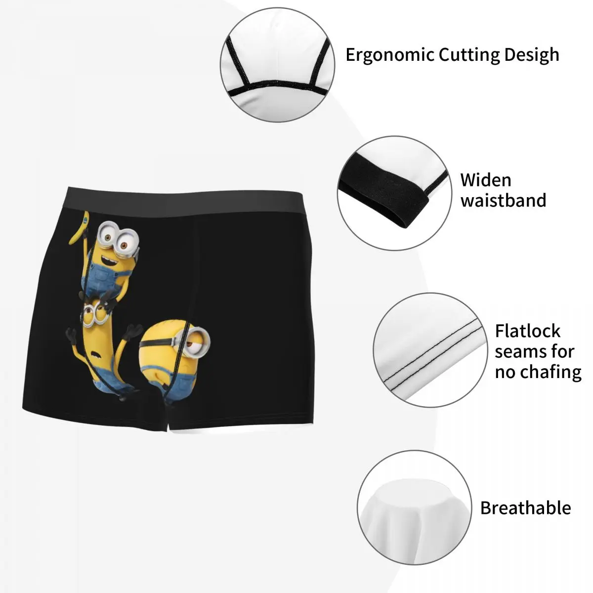 Custom M-Minions Cartoon Banana Boxer Shorts For Men 3D Printed Underwear Panties Briefs Stretch Underpants