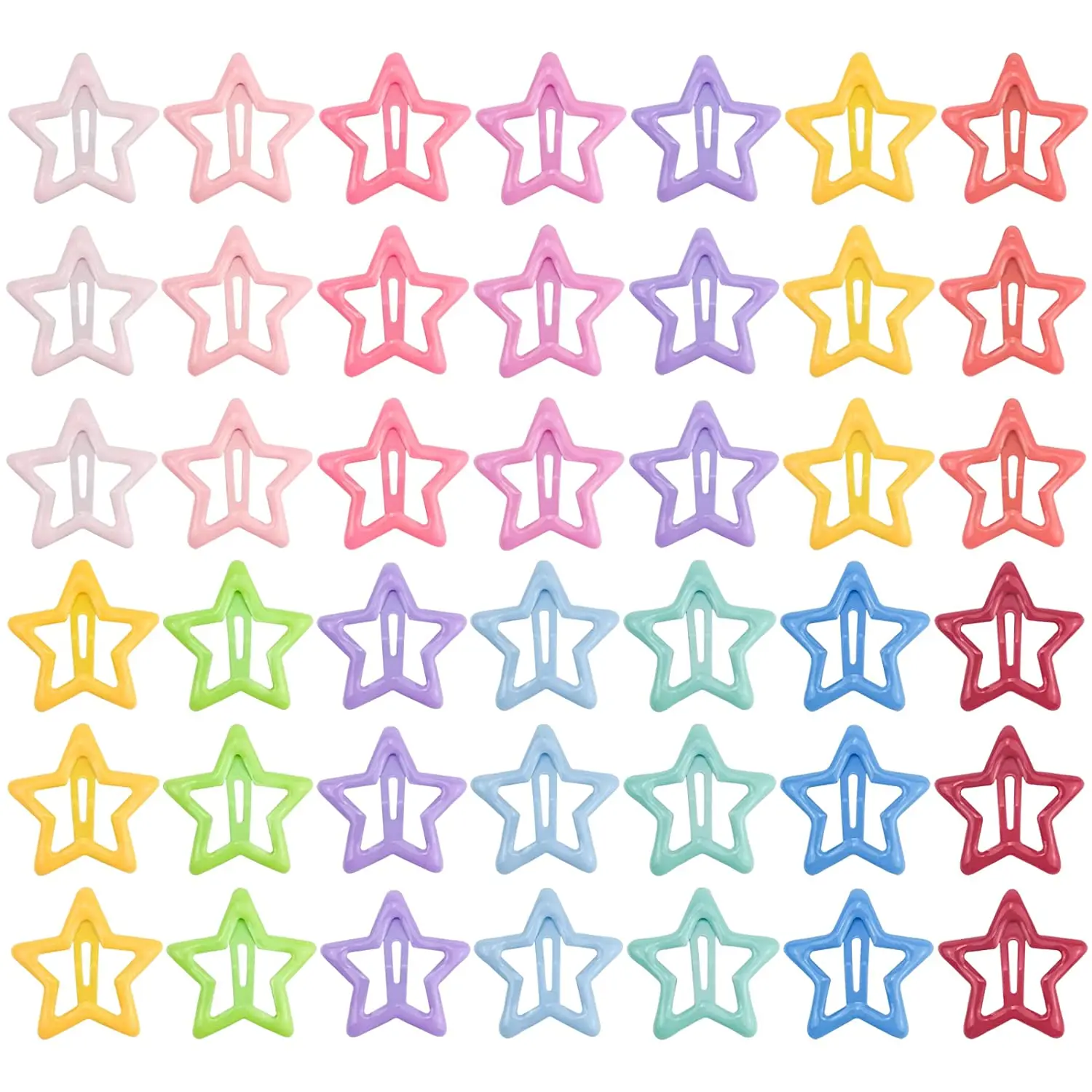 Colorful Star BB Hairclips Girls Y2K Cute Star Barrettes Women Simple Metal Snap Clip Headdress Hair Jewelry Accessories 2-10Pcs