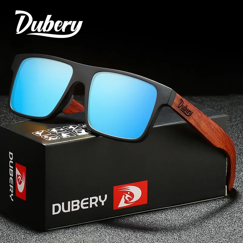 DUBERY Exclusive Design Vintage Men's Glasses Walnut Wooden Sunglasses UV400 Protection Fashion Square Sun glasses Women