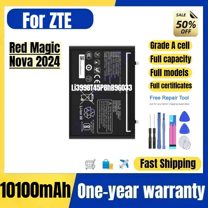 Li3998T45P8hB9G033 for ZTE Red Magic Nova 2024 Phone Battery High Quality  Capacity Replacement Bateria Grade A Cell with Tools