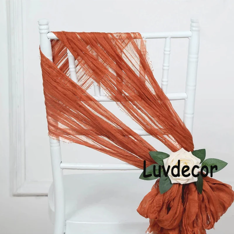 Cheesecloth Chair Sashes Rustic Bowknot Boho Table Runner Chair Covers for Wedding Banquet Party Home Hotel Chair Decorations