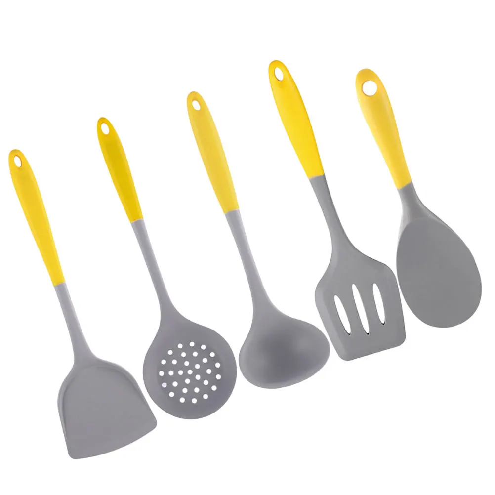 

1 set 1 Set Kitchen Utensil Set Silicone Cooking Tools Heat Resistant Reusable Soup Spoon Rice Paddle Spatula Colander Shovel
