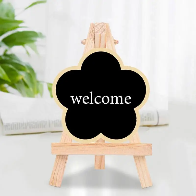 Unique Mini Wood Chalkboards Signs with Tripod Stand Blackboard Wooden Message Board Decorative Chalkboard for Home Office Decor