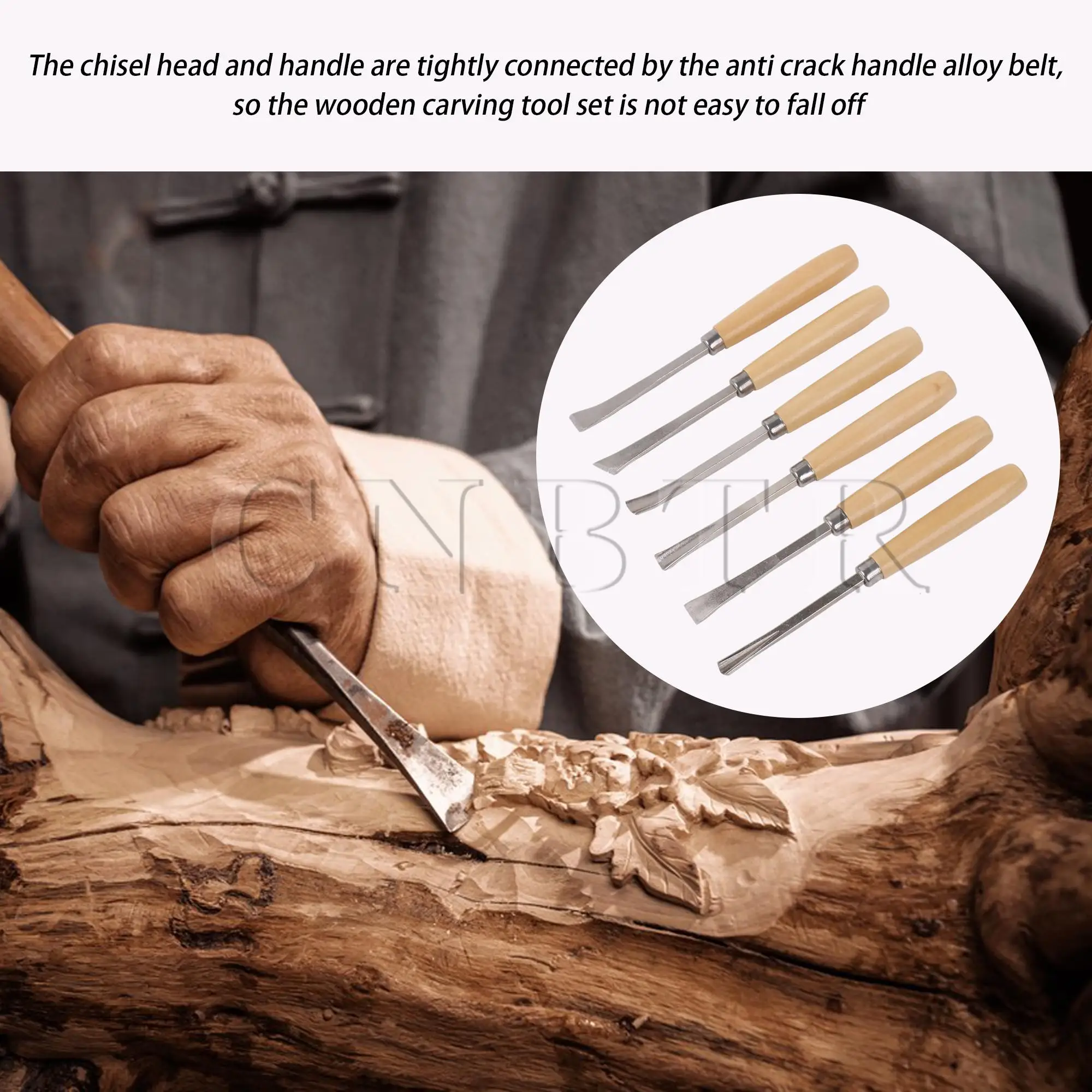 CNBTR Wood Carving Chisels Professional Hand Carver 6 in 1 Set for Beginners Scraper