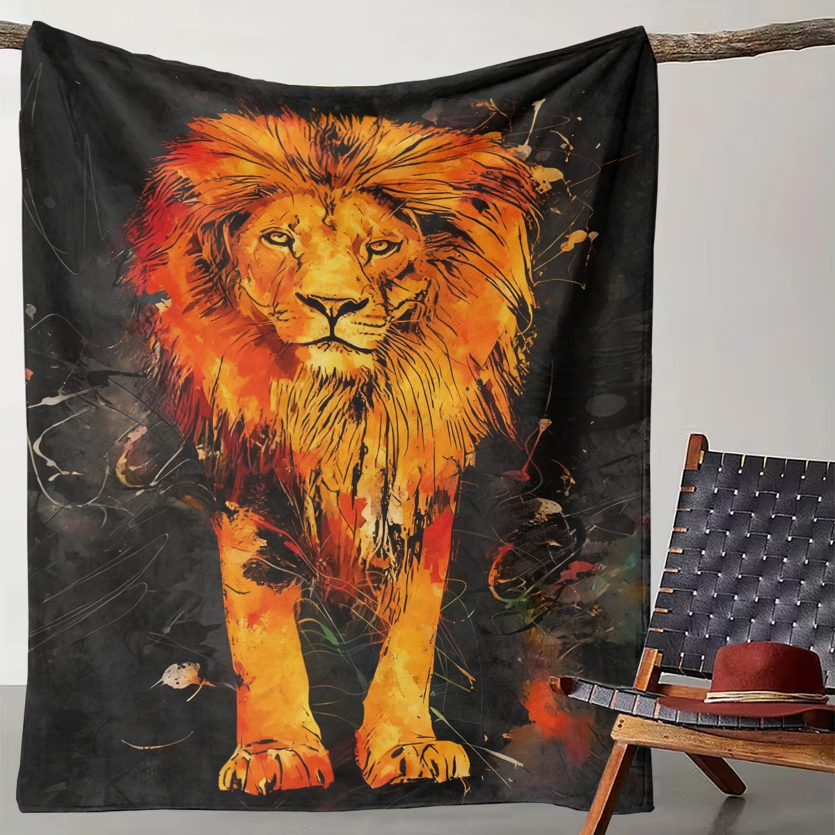 

1 Abstract Colored Lion Art Blanket, Wild and Trendy Living Room Decoration Blanket