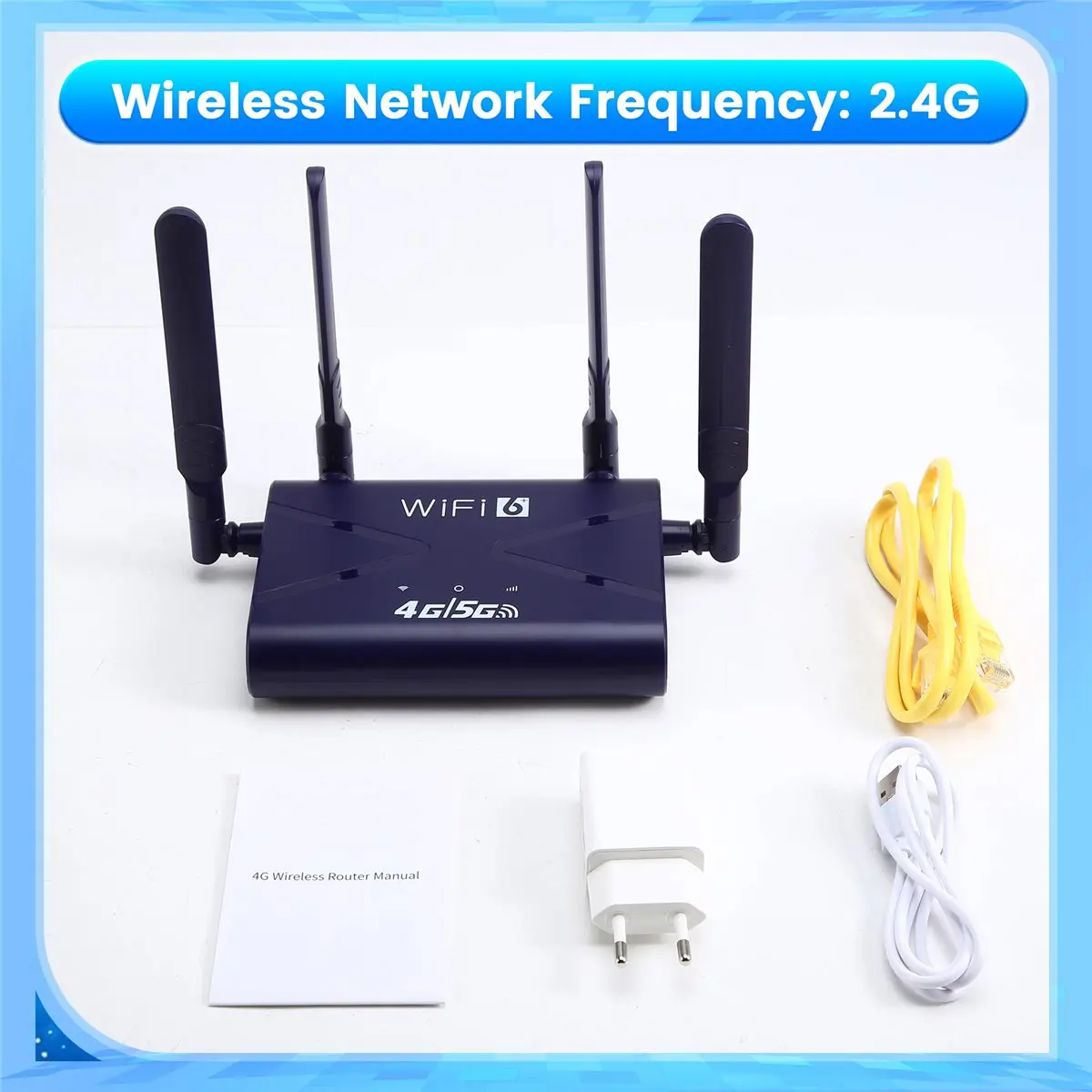 A08I WiFi6 LTE Wireless Router 300Mbps High-Speed 4G 5G CPE LTE Router with SIM Card Slot 4 Antennae for Phone Laptop EU PLUG