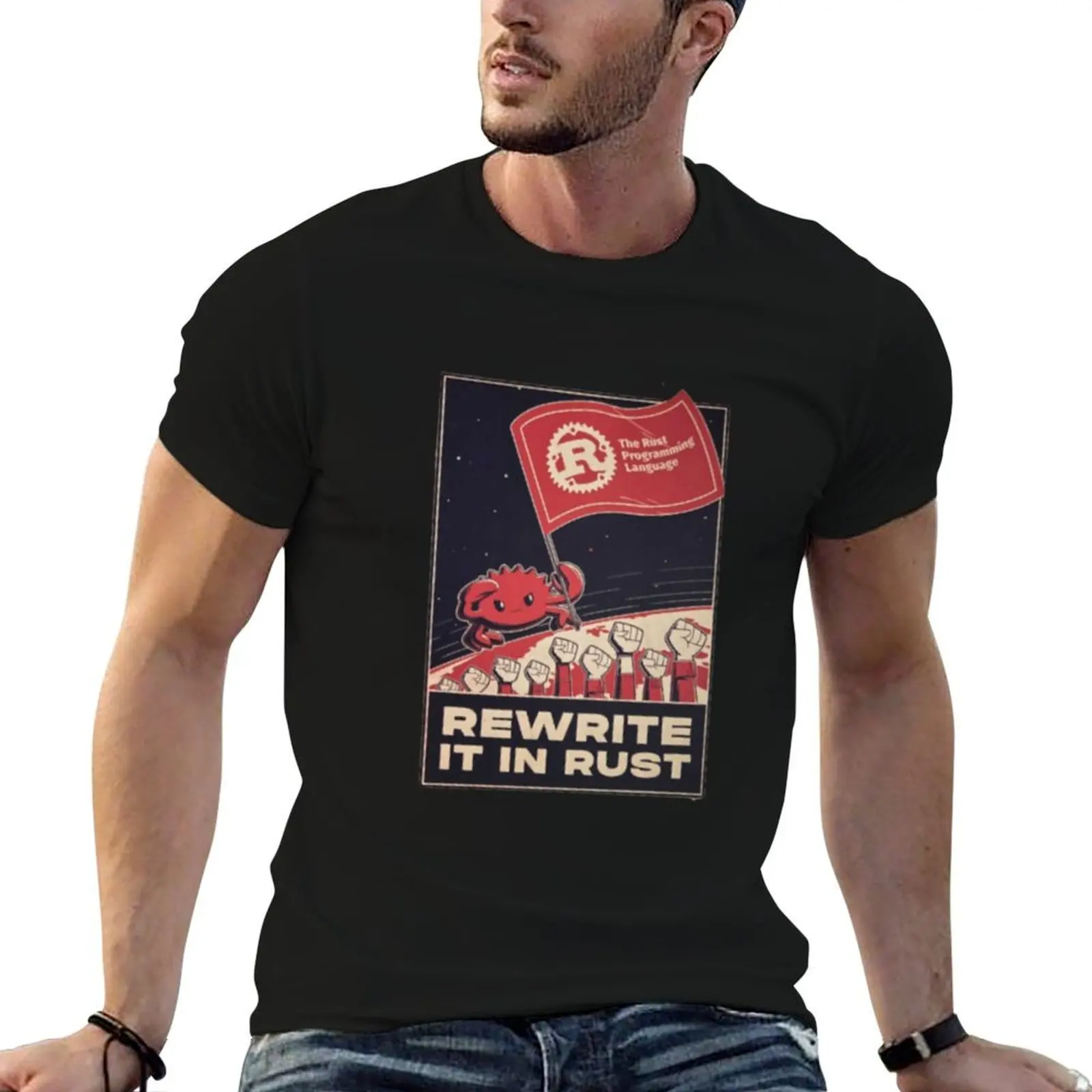 rewrite it in rust the rust programming language T-Shirt man t shirt cotton high quality cotton tshirt 100% T-Shirt