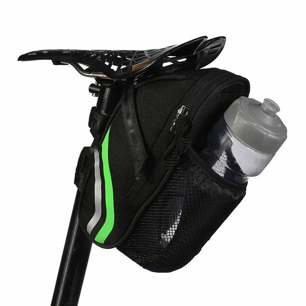 Bike Saddle Bag with Water Bottle Pouch Waterproof Bike Bags Under Seat Pack for Mountain Road Saddle Bag Bicycles Storage Bag