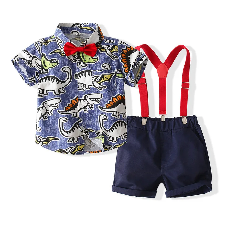 Baby Boy Clothes Set Summer Gentleman Vetement Enfant Garcon Party Birthday Infant Shirts+Belt Pants Toddler Suit For Boys