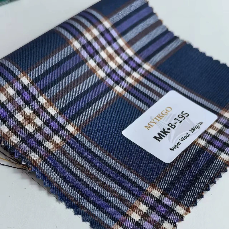 

50% Wool 50% Polyester Suit Fabric Men's Pants Vest British Plaid Style High Quality Fabric Per Meter Spring Summer 280G/m MK002