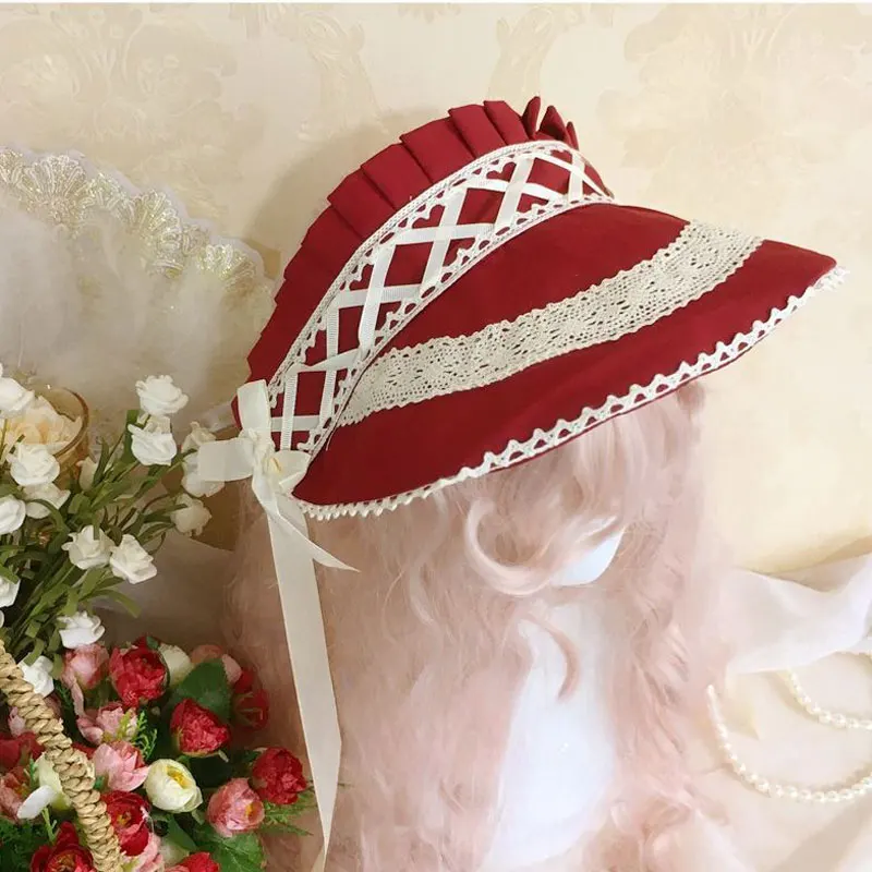 Original Design Lolita Hat Bonnet Victorian Headpiece Mori Girl Elegant Party Flat Cap Pastorale Style Lace Hat Bnt Cosplay Prop