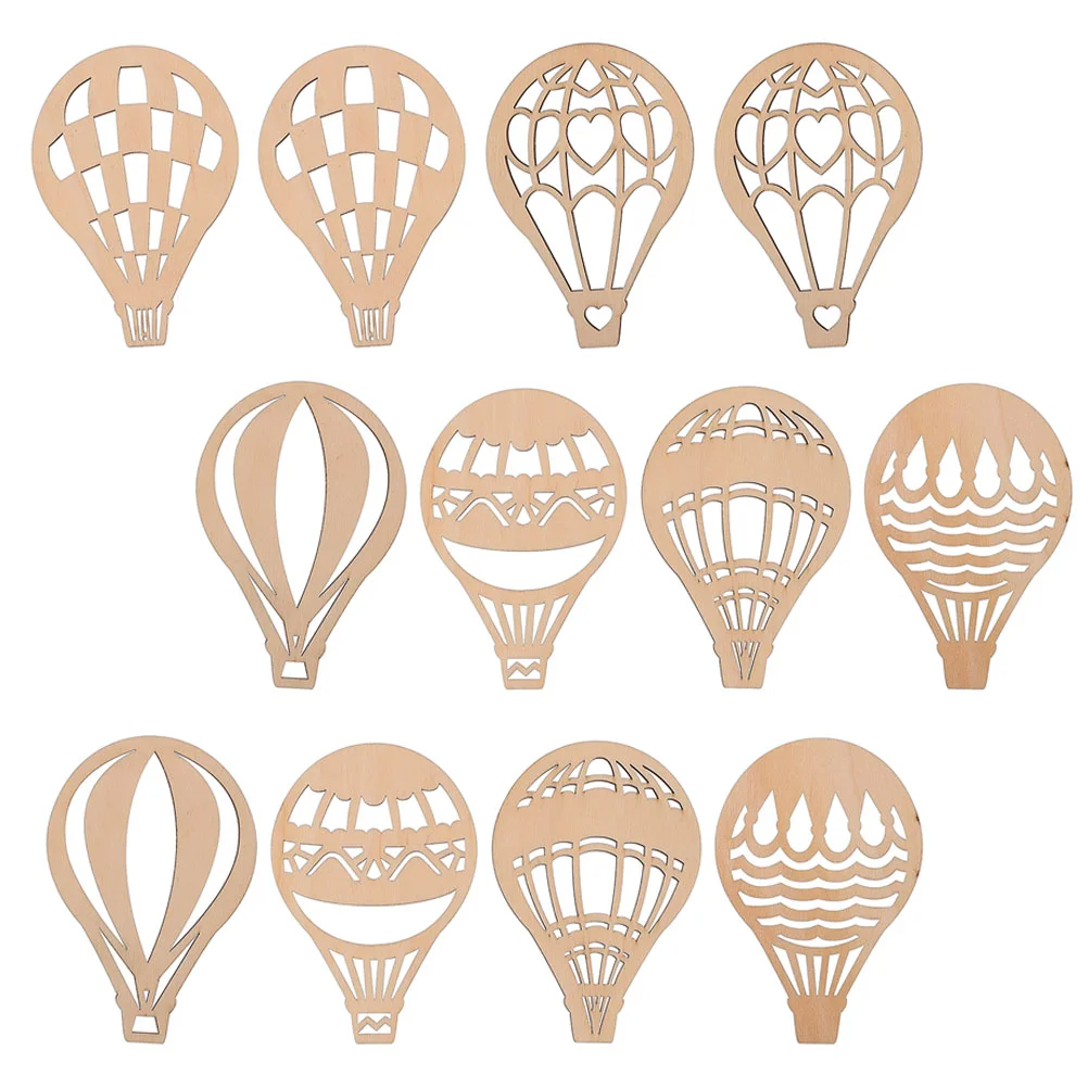 24 Pcs Wooden Pendant DIY Home Decors Funny Chips Blank Hot Air Balloon Kids Hand-painted Craft Toys Graffiti Slices Design