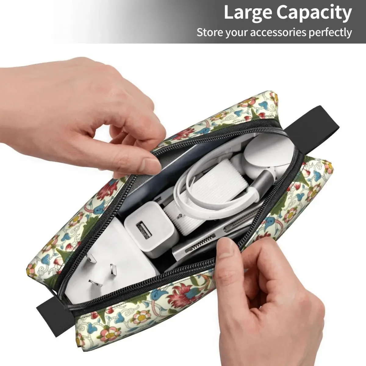 William Morris Cosmetic Bag Women Fashion Large Capacity Floral Textile Pattern Makeup Case Beauty Storage Toiletry Bags