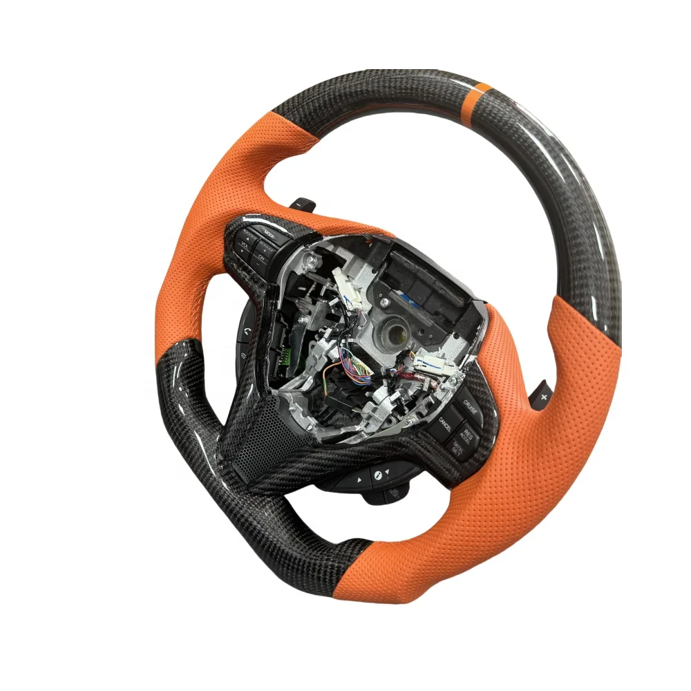 Car accessories sport carbon fiber steering wheel covered Orange leather for Honda CRZ  ct4 ct5 cts