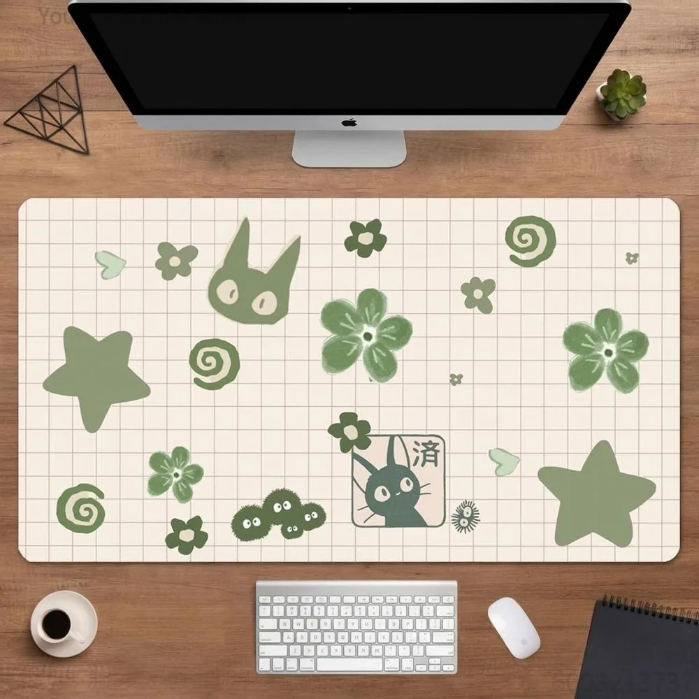 Anime Mouse Pad, Kawaii Studio Ghibli Desk Mat,Green Aesthetic Collage Gaming Desk Mat, Cute Minimalist Cottagecore Decor