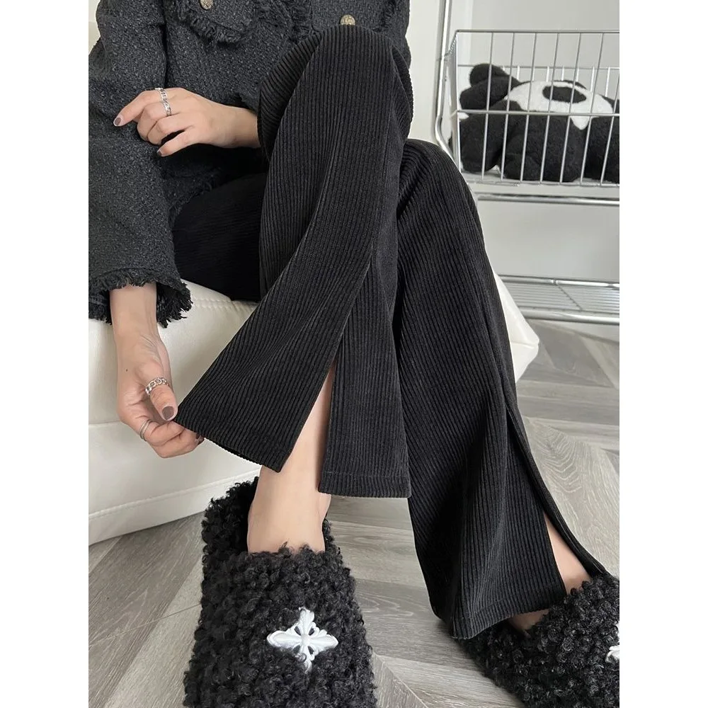 

Женские осенне-зимние новые свободные корейские вельветовые широкие брюки 2021, повседневные прямые брюки, женская одежда, брюки