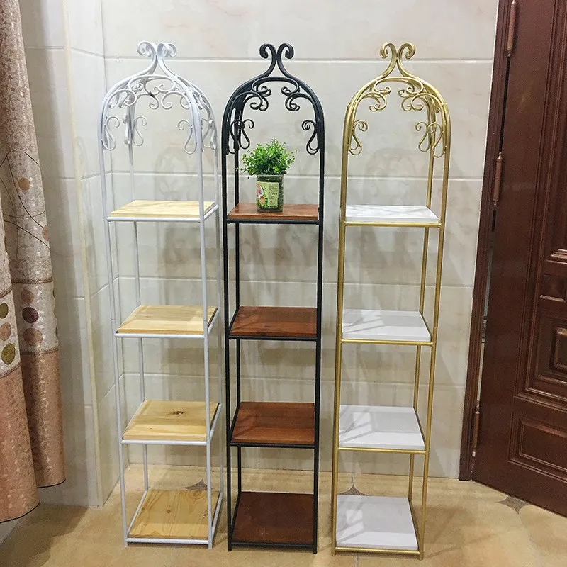Nordic flower stand wrought iron floor-to-ceiling gold multi-layer frame