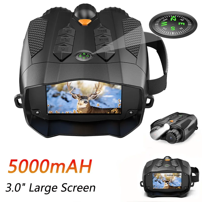 Night Vision Binoculars Infrared 4K 3.0inch Goggles Hunting Telescope with Tactical Light 10X Digital Zoom Day Night Use ForHunt