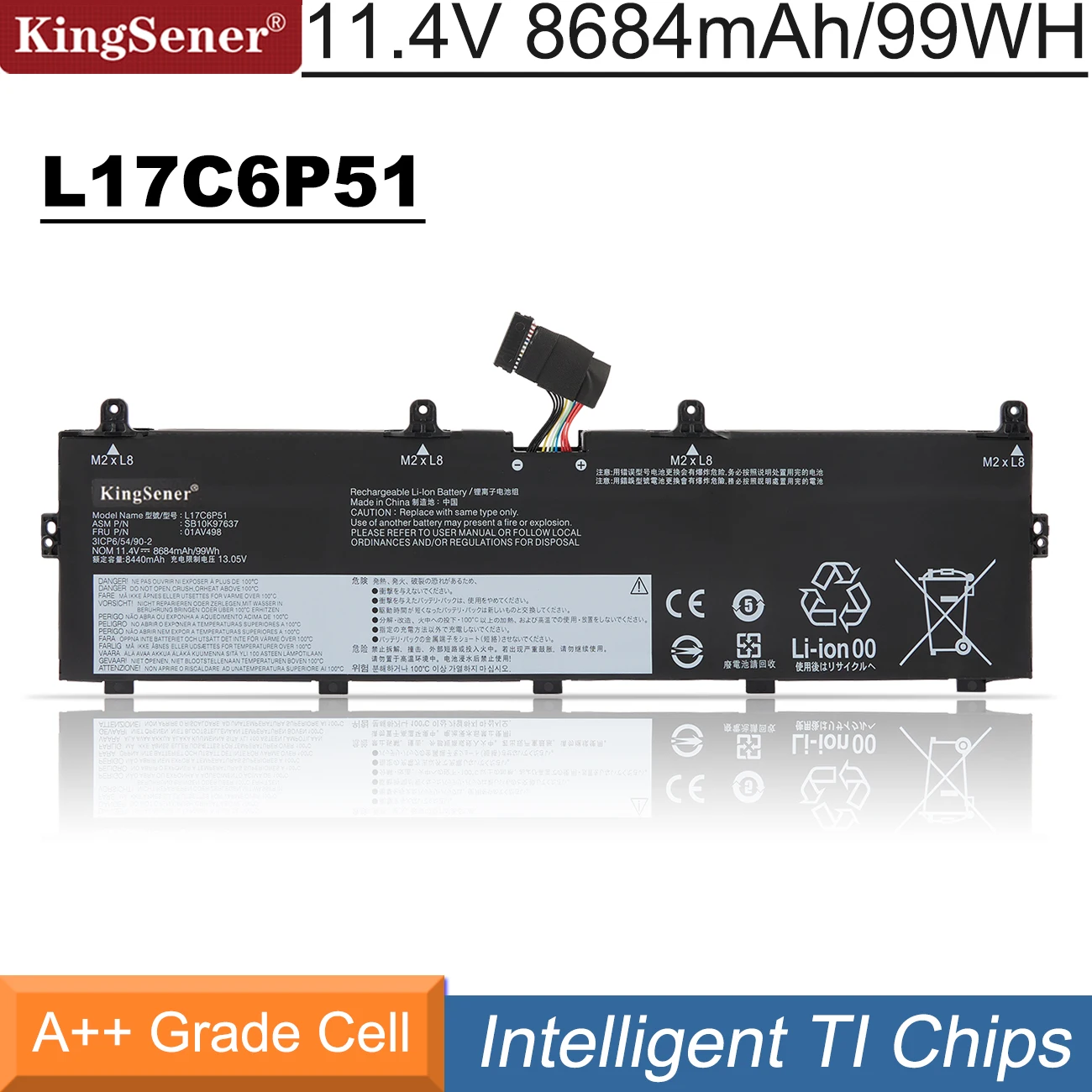 

KingSener L17C6P51 Laptop Battery For Lenovo ThinkPad P72 P73 Series L17M6P52 01AV497 01AV498 SB10K97636 SB10K97637 931QA100H