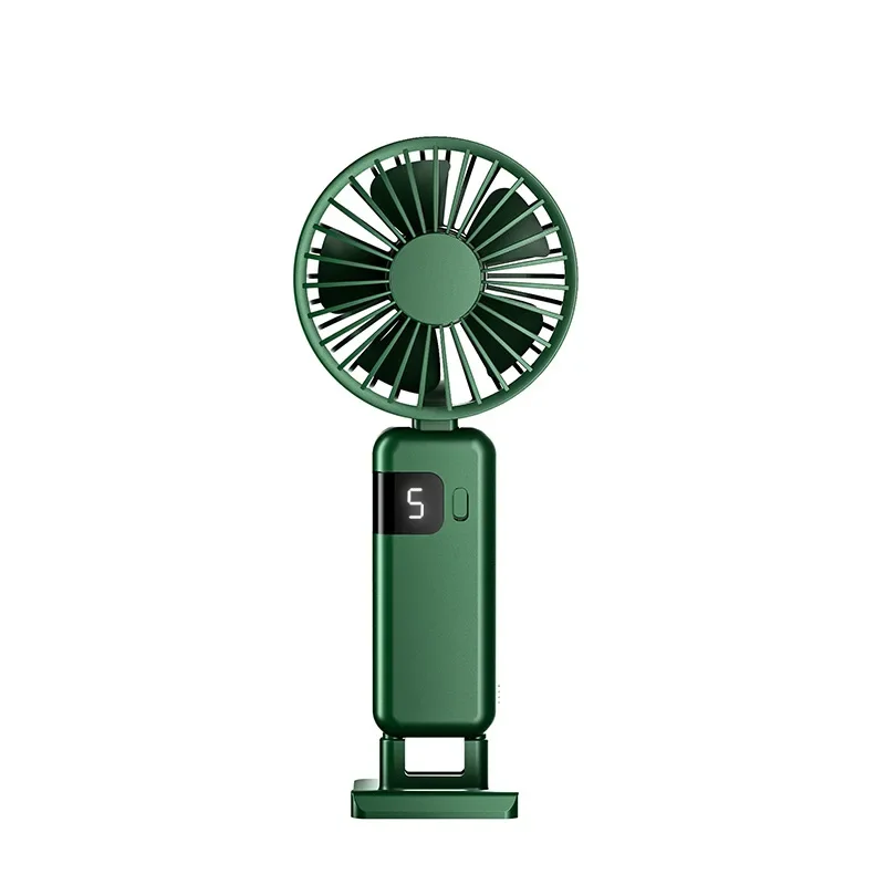 Handheld Mini Fan Foldable with Screen Display/USB Charging Large-capacity Fan Can Stand on The Desktop with Hook and Portable