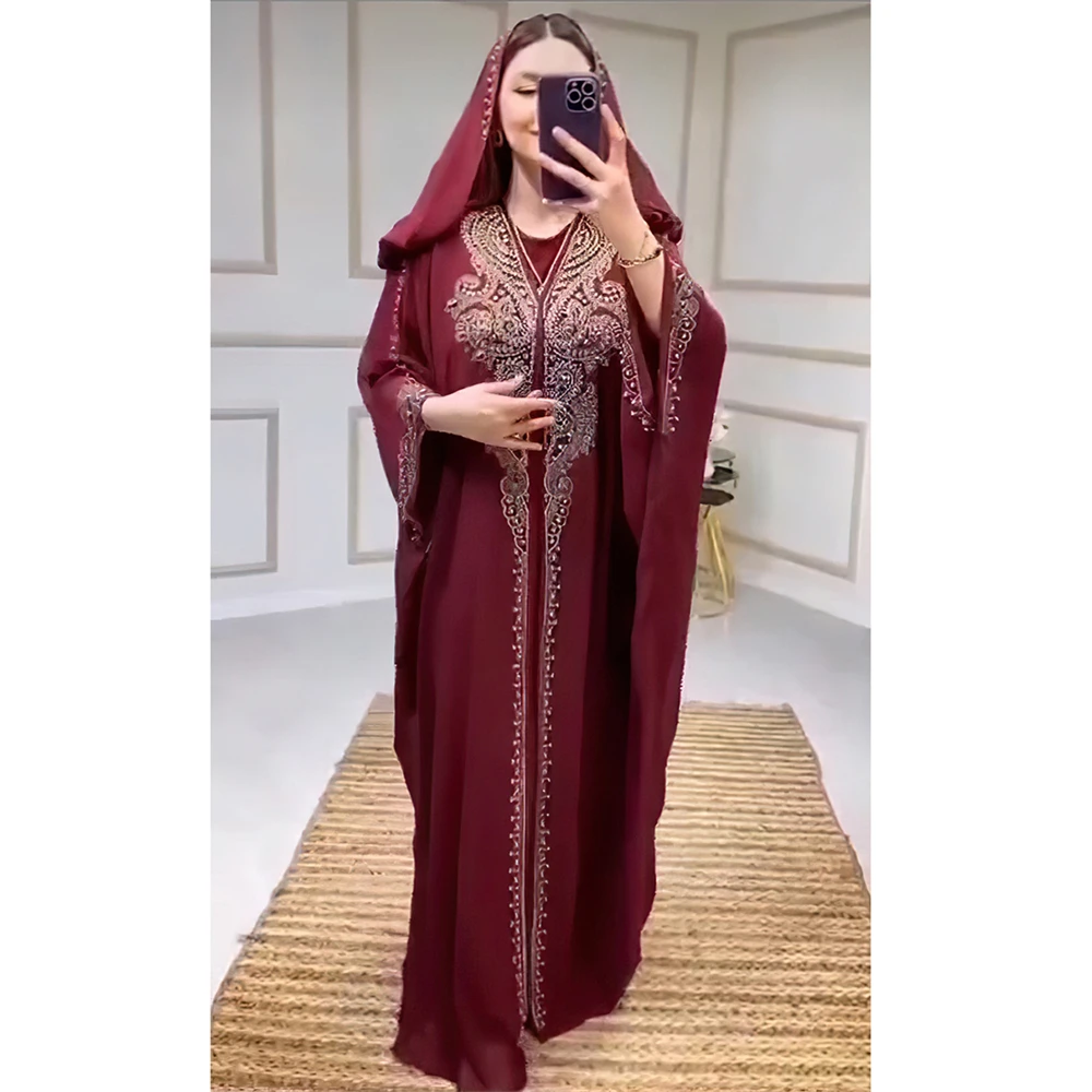 African Party Dresses for Djellaba Women Chiffon Boubou Ankara Dashiki 2 PCS Set Outfit Dubai Kaftan Abaya Robe Marocaine Femme