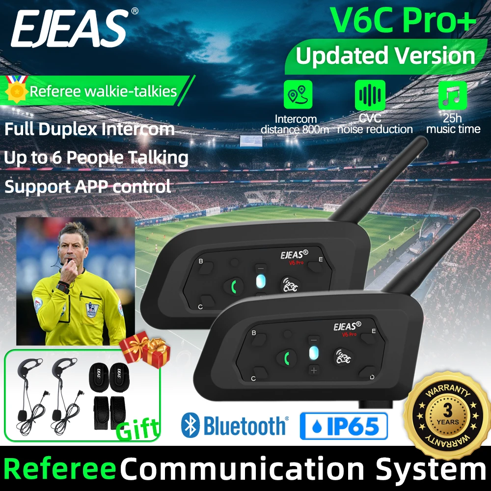

EJEAS V6C Referee Earphones Referee Headset Ear-mounted Type-C Bluetooth Waterproof Football Referee Microphone Helmet Headset