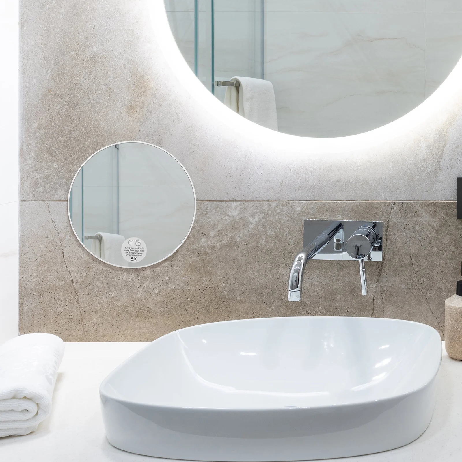 

1Set Suction Cup Makeup Mirror 10X Magnification Large View Compact Travel Mirror for Bathroom Daily Use Portable Face Grooming