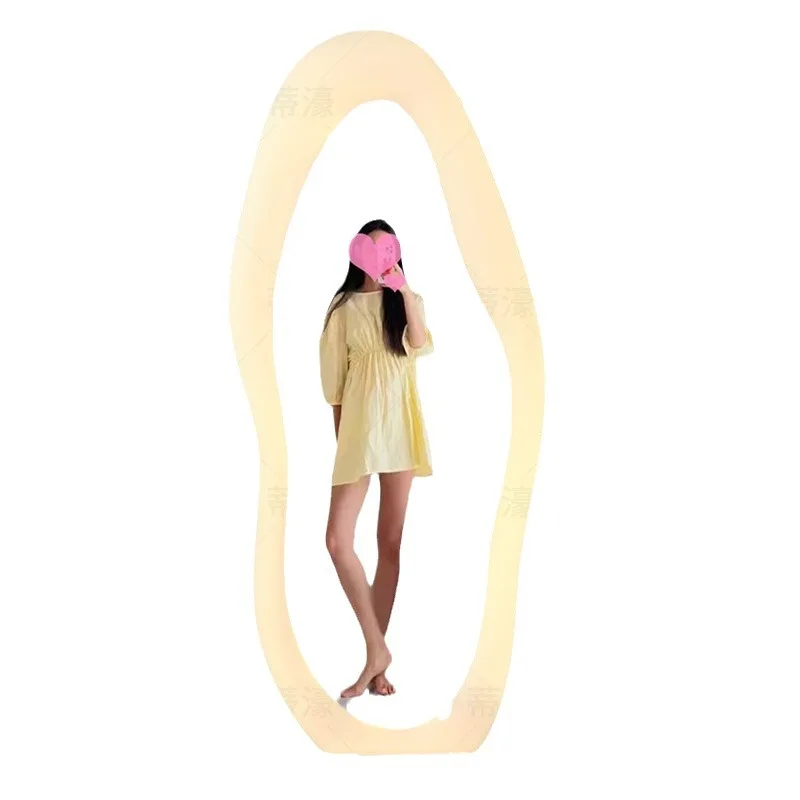 

Different line mango wave mirror luminous cloud floor mirror, irregular full-length mirror ns wind home