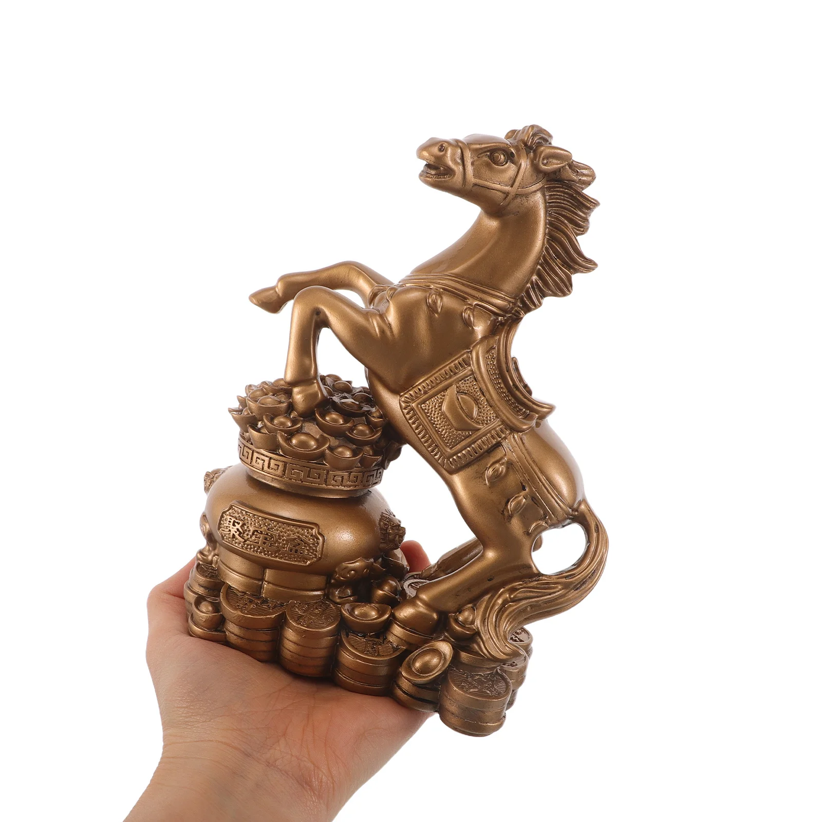 

Vintage Gold Horse Sculpture Resin Material 2026 Chinese New Year Decoration for Prosperity Luck Home Office Desk Asian Style