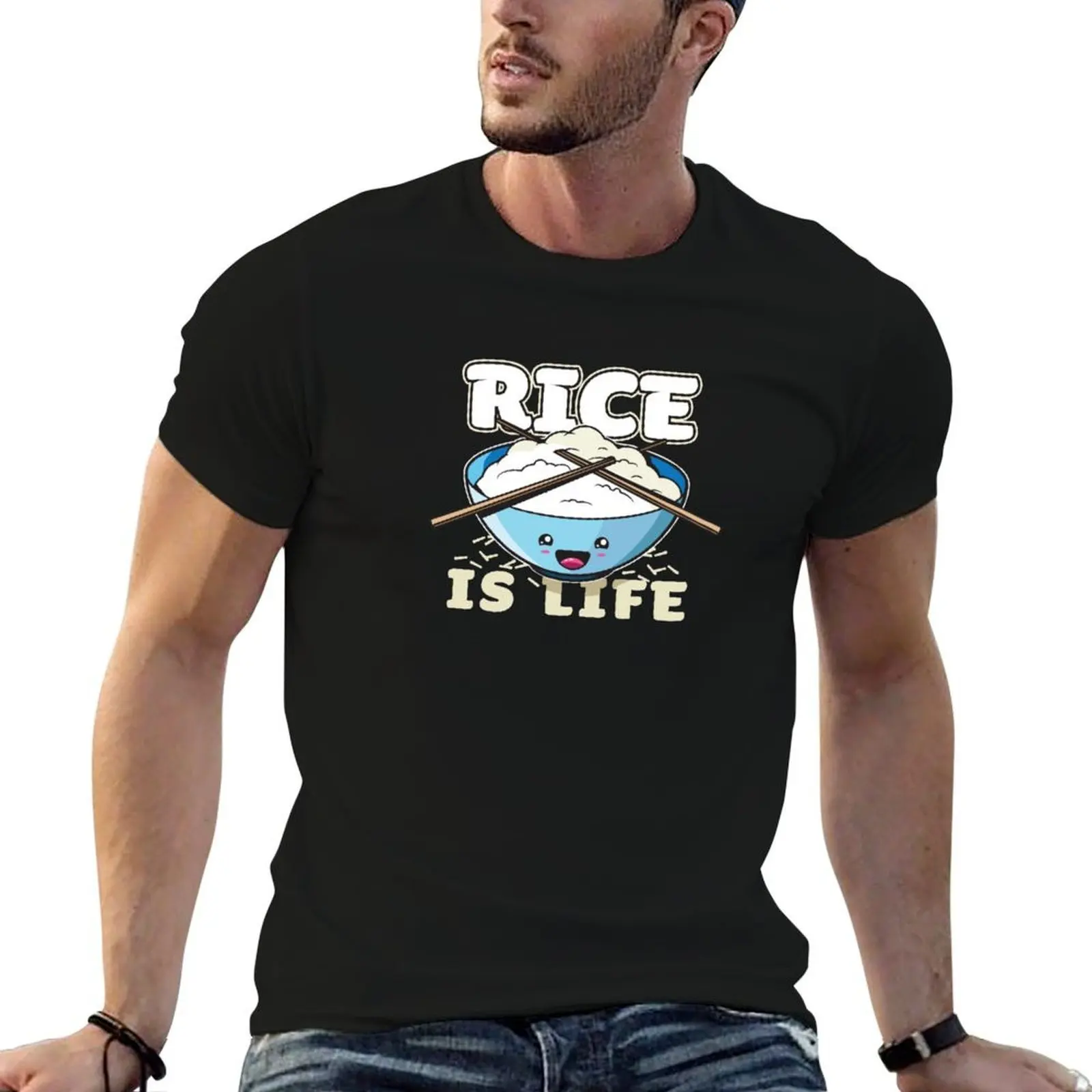 

Rice is Life Kawaii Anime Cute Character Food Rice Filipino T-Shirt funny t shirts man man tshirt T-Shirt