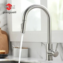 Küchenwaschtischarmaturen, silberfarbener Oberflächenhahn, Badezimmer-Waschtischarmaturen, herausziehbare Küchenarmaturen, Einloch-G1/2-Mischbatterie