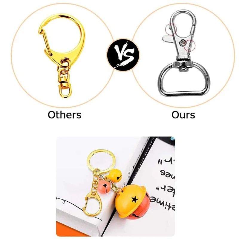 

ABMR-400 Piece D Hook Keychain Hardware With Jump Rings, Metal Split Key Ring Clips With Chain For Craft Charm Making DIY