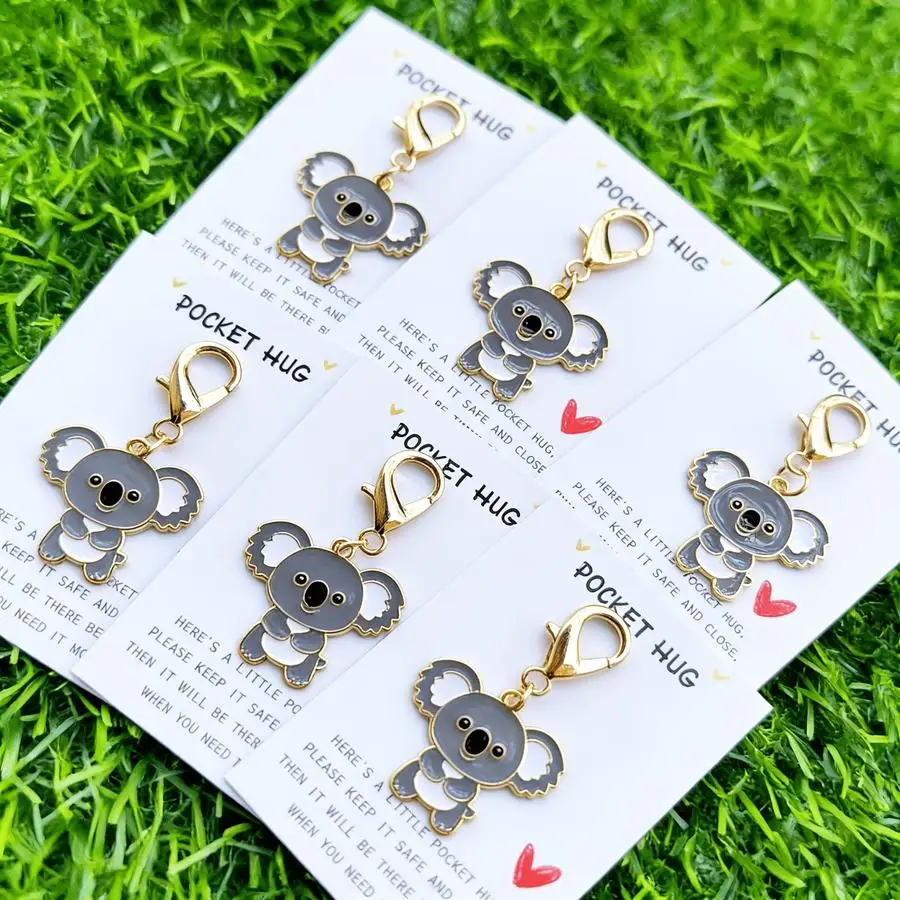 1/5/10/20/50/100pcs s/s-Free And Cute Koala Keychain, with Inspiring Hug Card, Motivational And Heartwarming. Suitable for Gifts