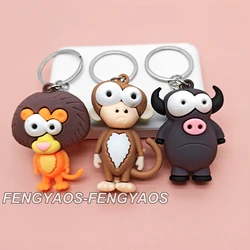 1 Pcs Cute Monkey Keychains for Women Lovely Cartoon Wild Boar Key Rings Animal Backpack Pendant